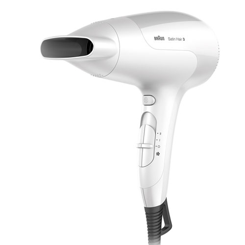 Braun Satin 3 Power Perfection Hair Dryer, 2000W, Compact Design For Easy 360C Use, Ionic Function, Infrared Heating System, 3 Heat Settings, 2 Airflow Settings, Cold Shot, HD380