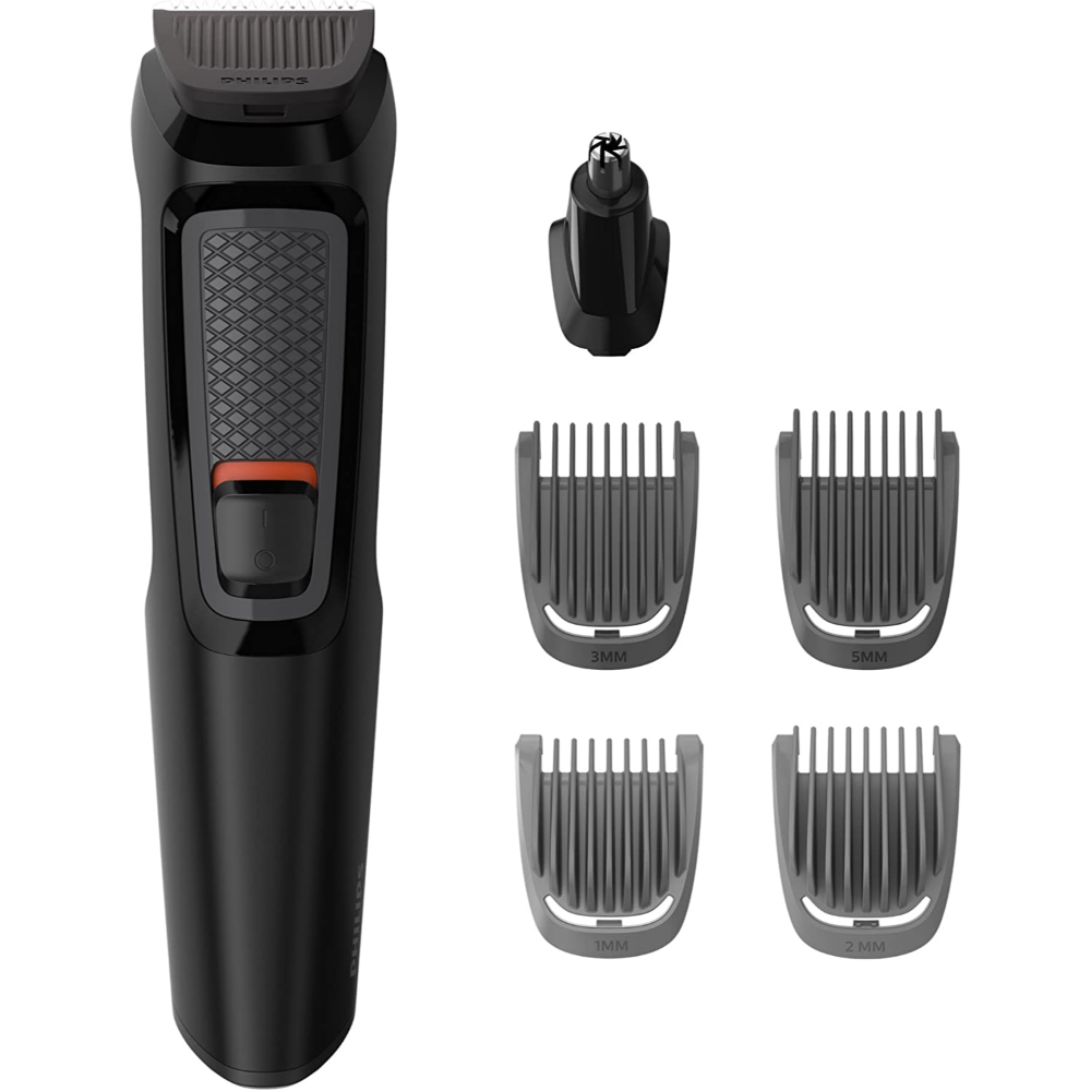 Philips Multigroom Series 3000 6 in 1 Face  – Shaver (Black, Rectangle, Stainless Steel, Beard, Ear, Eyebrow, Nose, 60 min, Integrated), MG3710-15