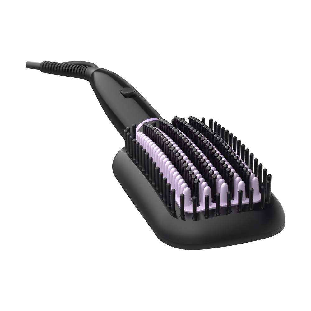 Philips 50W Thermo Protect Technology Heated Hair Straightening Brush with Keratin-Infused Bristles Naturally Straight Hair in 5 mins (10 Extra Large Brush Area, Black), BBH880-00