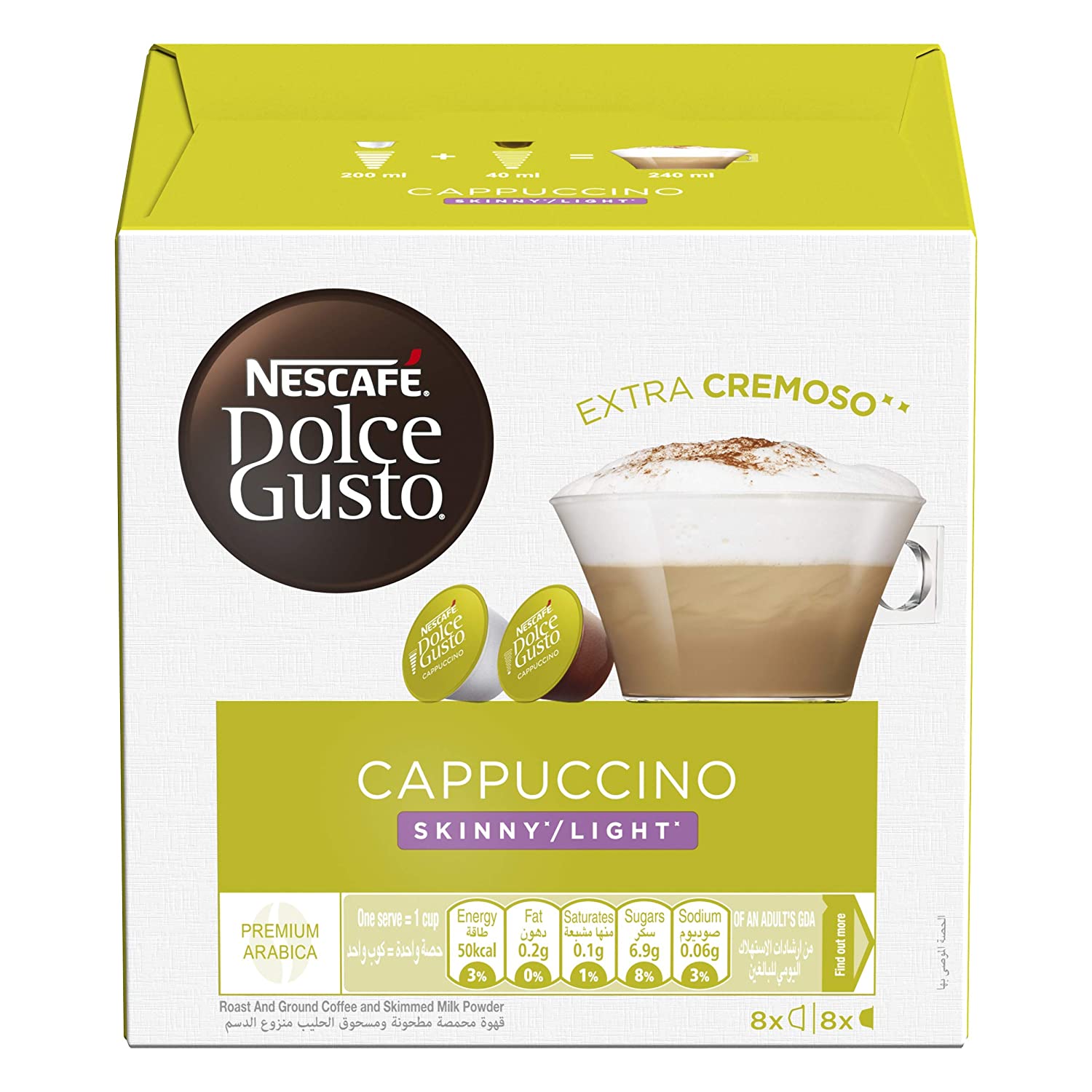 NESCAFE DOLCE GUSTO CAPPUCINO SKINNY COFFEE PODS 161.6G, NESC-7377