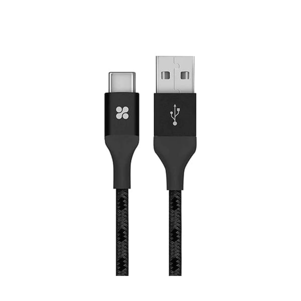 Promate Fabric Braided USB-C Data Sync & Charge Cable 1M 5V, 3A Black, CLC-CCORD1