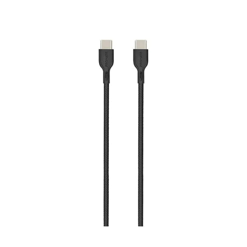 Promate 1.2M USB-C To Lightning Cable With Transparent Connectors & Leds Black., CLC-CIBLACK
