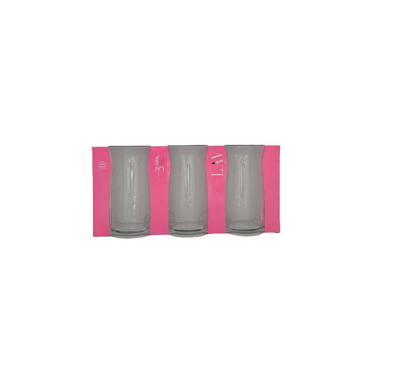 Lav Set Of 3 Soft Tall Curve  Glass Cup, TUR-VRA377A