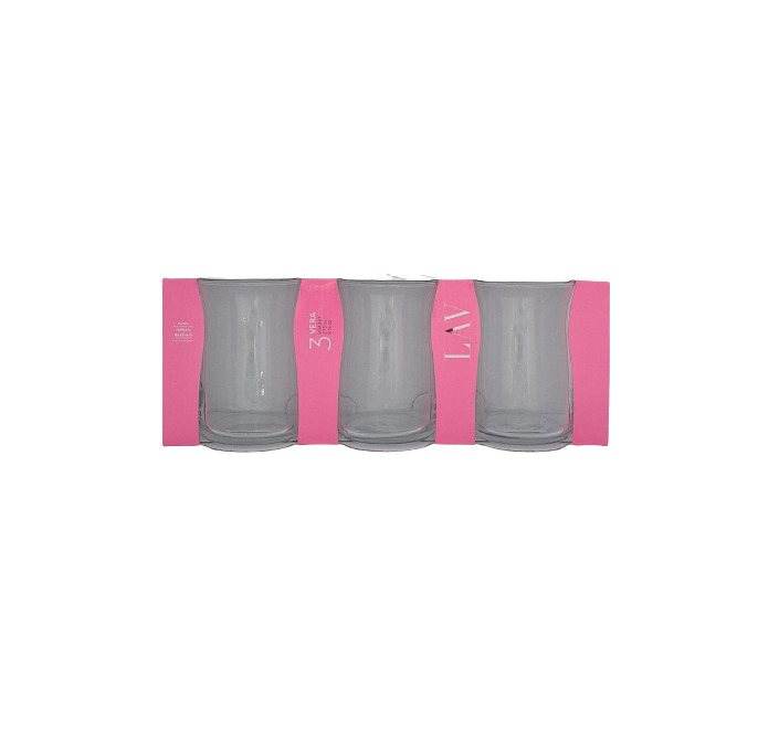 Lav Set Of 3 Soft Short Curve  Glass Cup, TUR-VRA337A