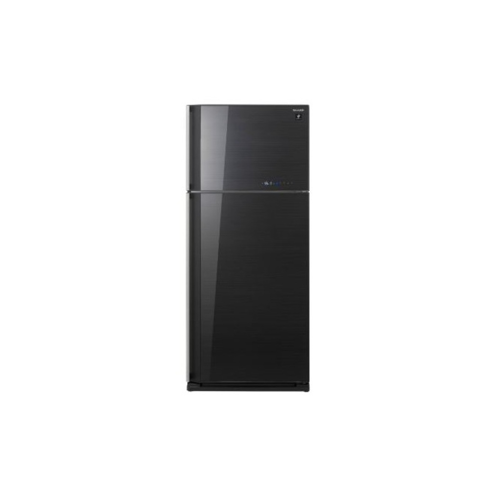 Sharp Fridge Two Door, Top Freezer, No Frost, Plasma, Touch, Inverter With 2 Glass Black Door 450L, SHP-GV58A