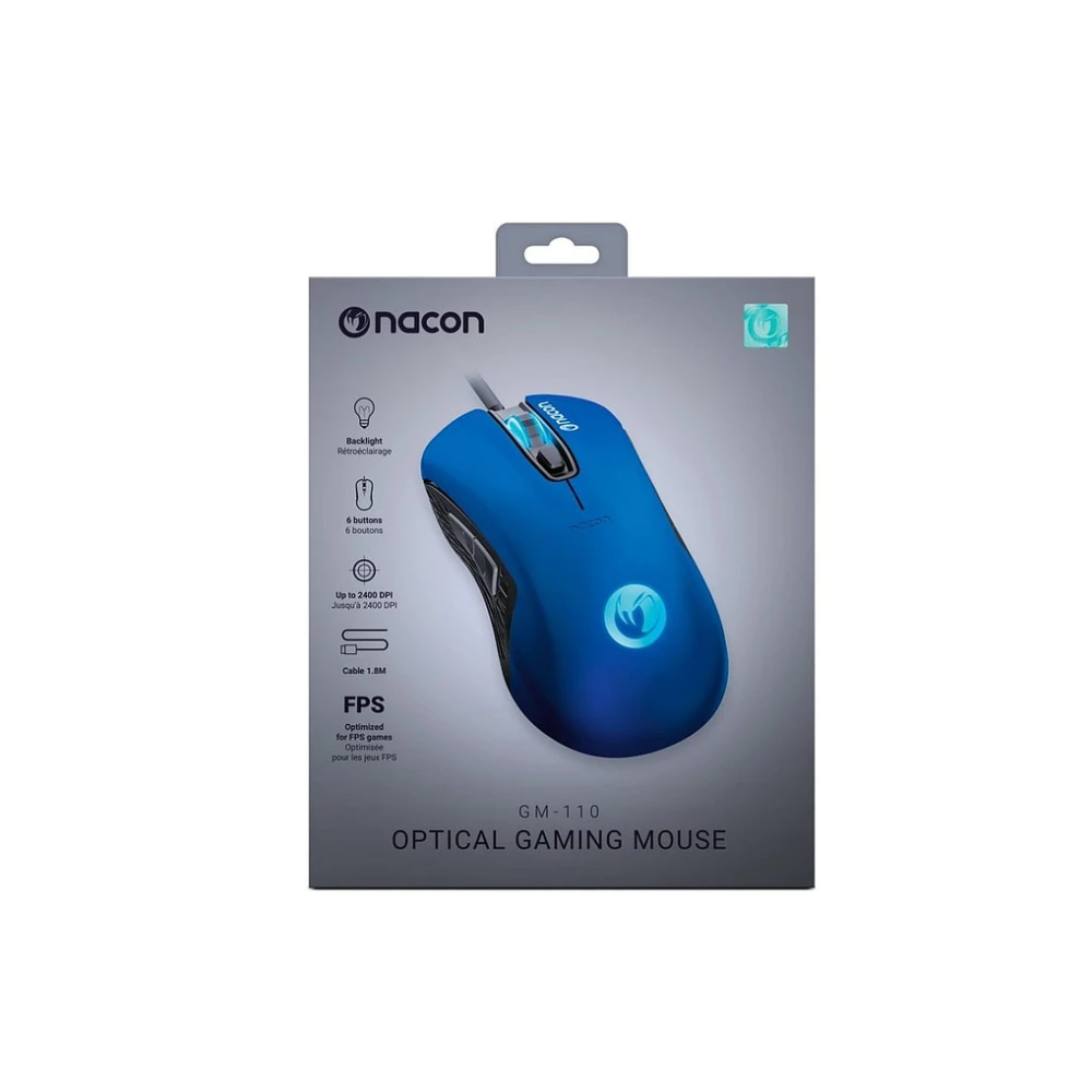 Nacon Gaming Mouse Optical Sensor 2400 DPI 6 Buttons Cable 1.8M Blue, CLC-GM110B