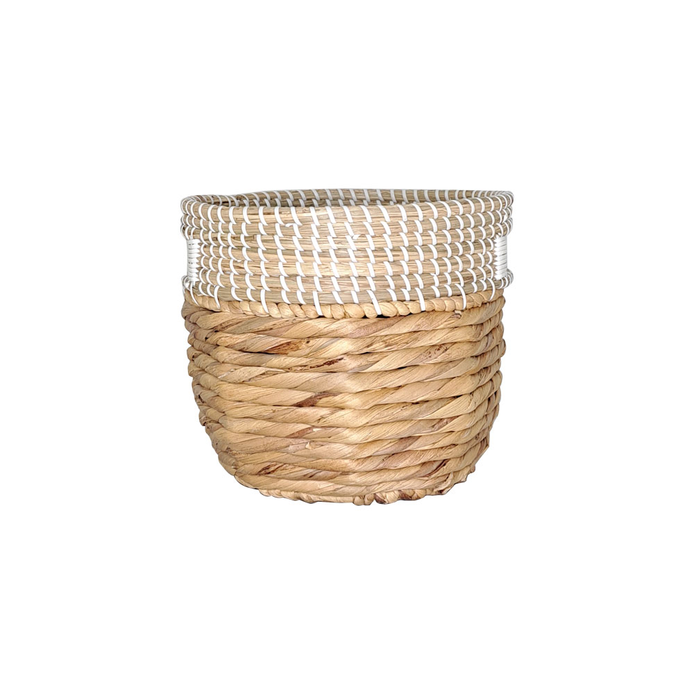 Cannon Water Hyacinth Basket Round With Cutout Handles S Mix Seagrass, CAN-HCN116A
