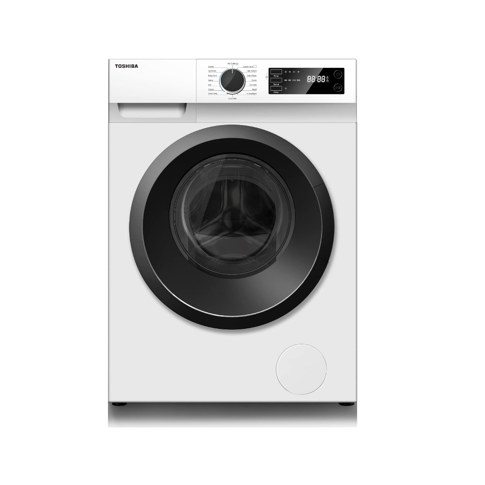 Toshiba Washer 8 KG, Front Load, With Eco Cold Wash, 1200PRM, 15 Quick Wash White, TOS-TWH90W