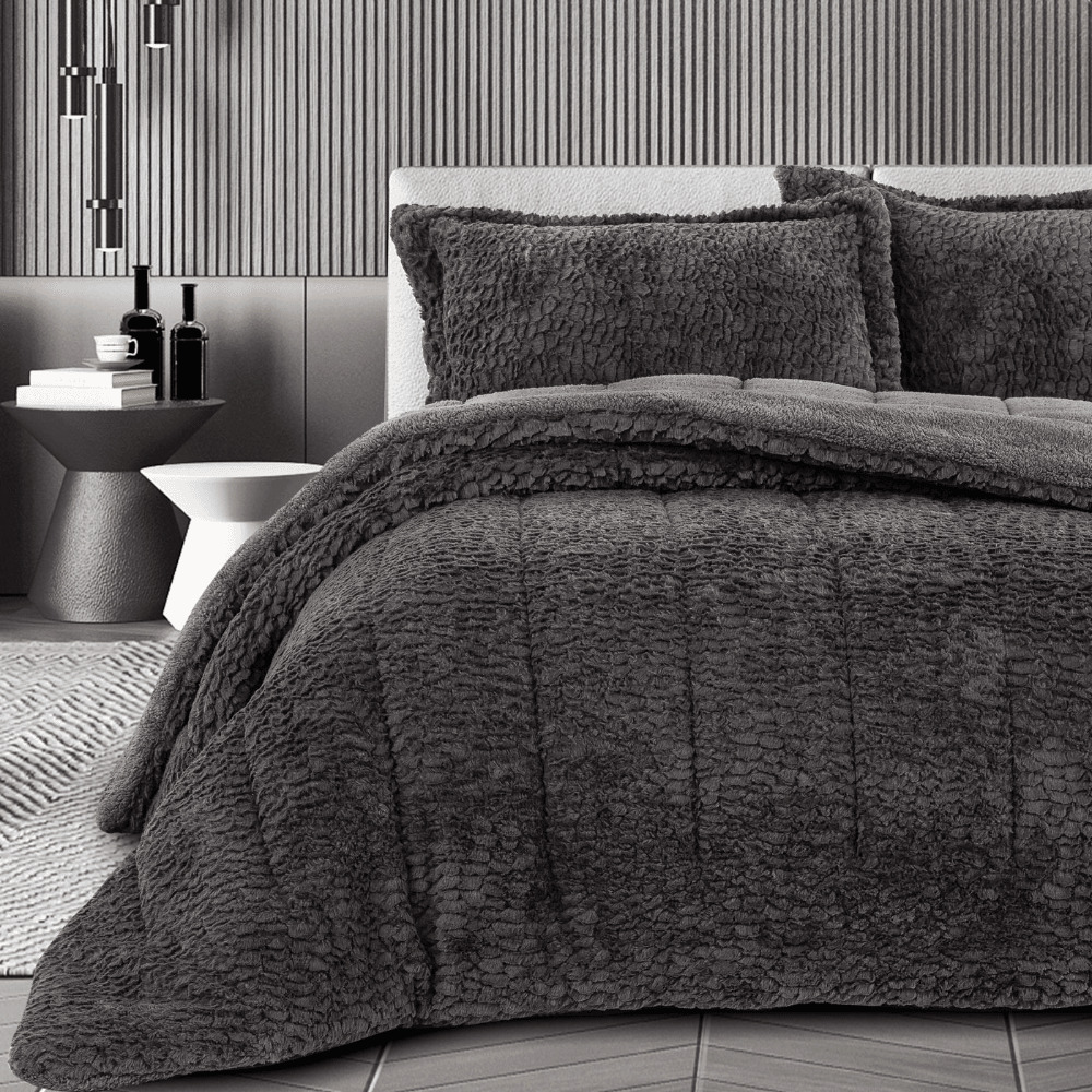 Comfy Home Comforter Emb 230x260 Grey, RZLN-102297