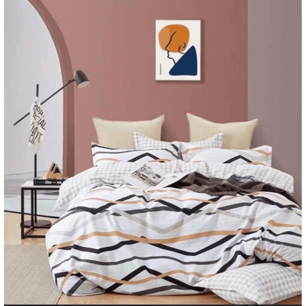 Comfy Bed Set Sac 205x205 Gray + Orange + Black+ White, RZLN-110143GO