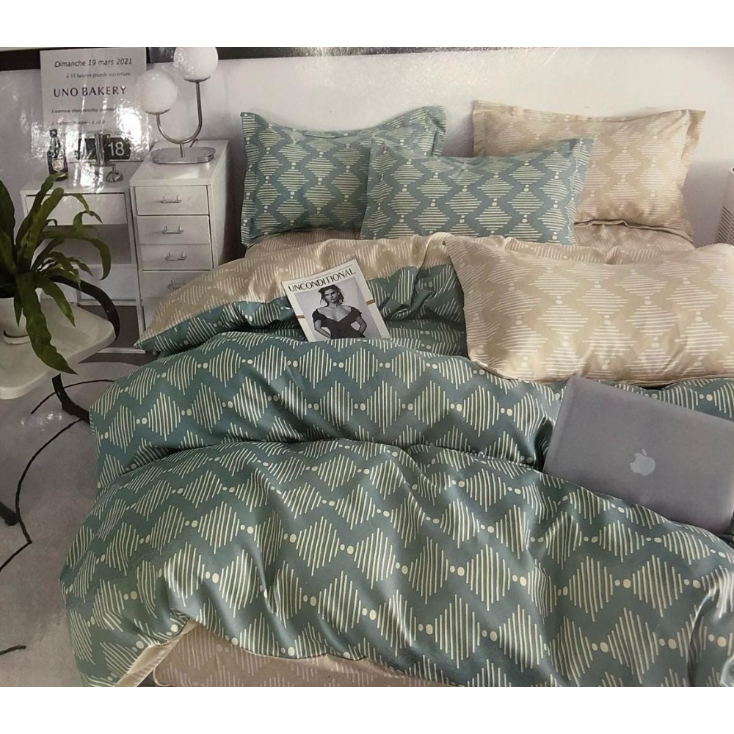 Comfy Bed Set Sac 205x205 Beige + Green, RZLN-110143BG