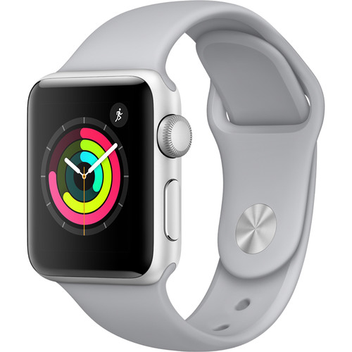Apple WATCH SERIES 3, 38MM, SILVER ALUMINUM  CASE WITH FOG SPORTS BAND,  MQKU2LL/A