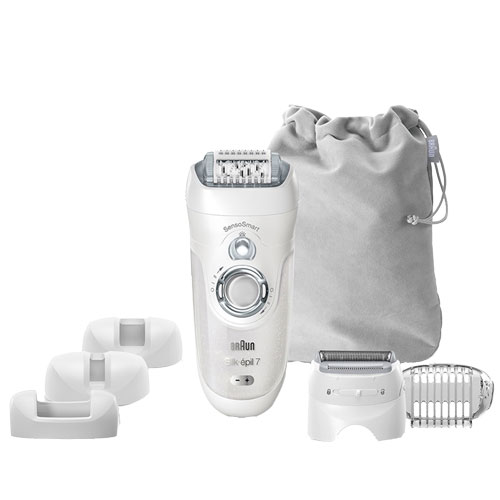 Braun Silk Wet And Dry Cordless Epilator, Senso Smart, 7 Extras Including Face And Body Trimmer, Waterproof, 2 Speeds, Silver, SES7/880