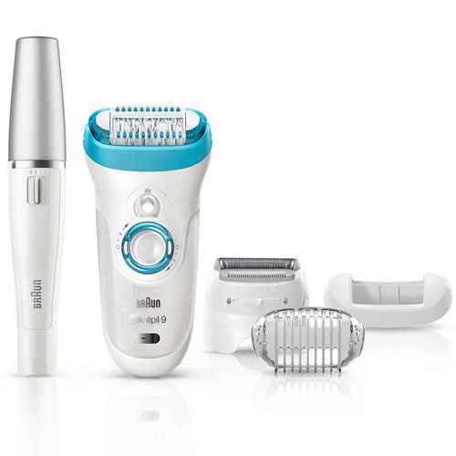 Braun Silk Wet And Dry Epilator, 2 Speeds, 4 Heads, Head Specialized For Face Hair Trimming, Micro Tweezer Technology, SE9-558
