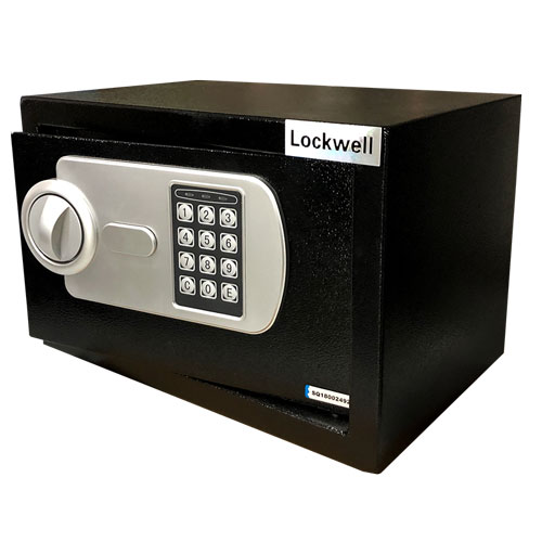 Lock Well Electronic Safe, Digital Lock, 3 Indicator Lights, Black/Silver Color, 20EL
