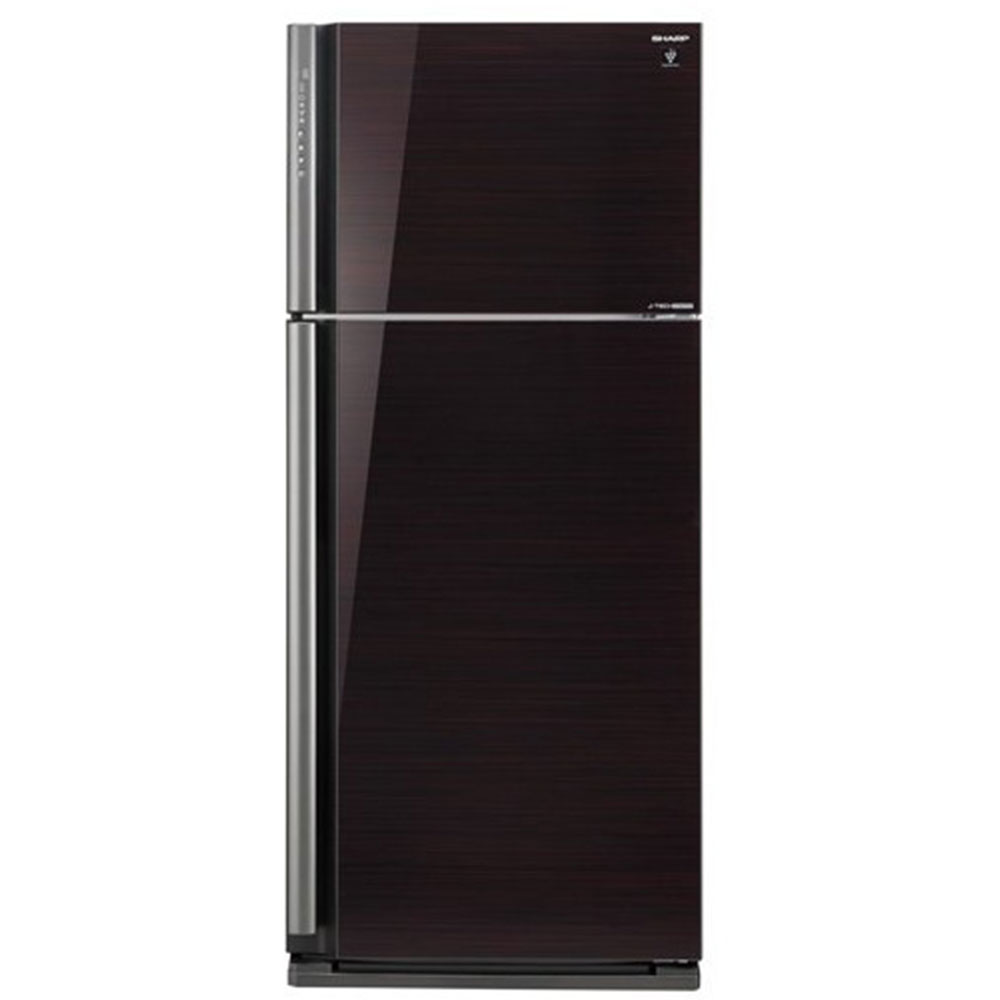 Sharp Refrigerator 26 Cuft Top Mount Black Glass Door, Plasma Cluster, Auto Voltage 160-288V, Inverter, SJGP75DBK