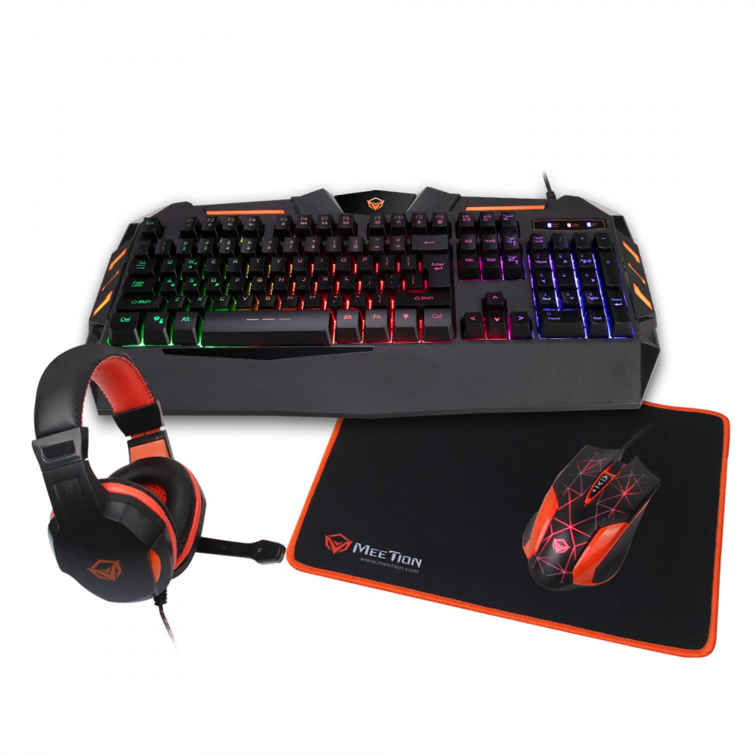 MEETION 4 In 1 Gaming Kits (Mouse + Keyboard + Headphone + Mouse Pad), C500