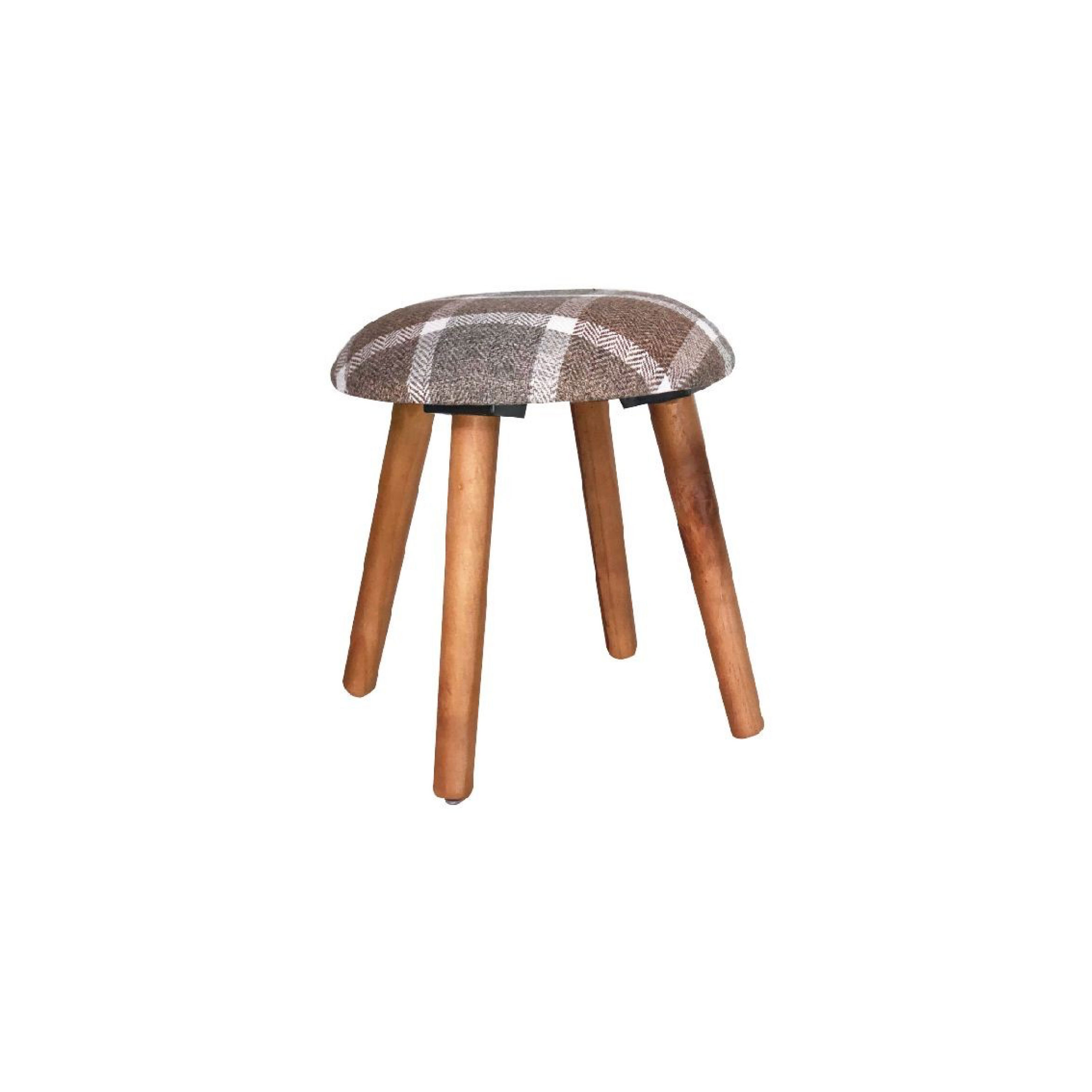 Round Pouf Fabric, Wooden Base, SK080 