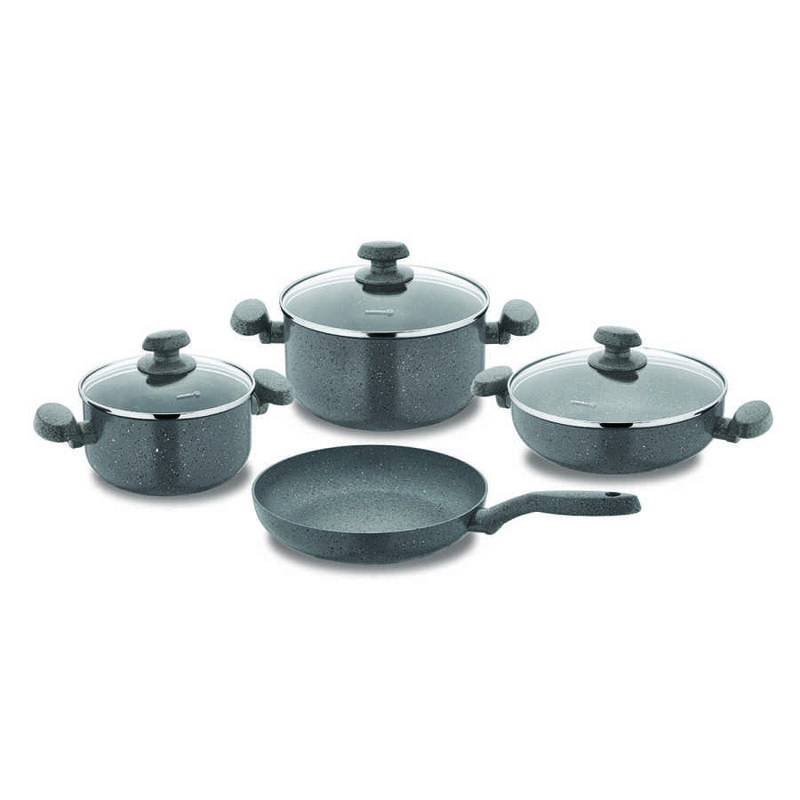 Korkmaz Mia Granite 7 Piece Gray Cookware Set, A1146