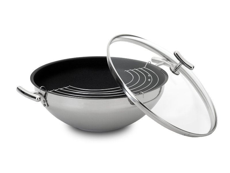 Silampos Yumi Chinese Wok With Non-Stick Handles + Grid 28 cm, YUMI28TEF