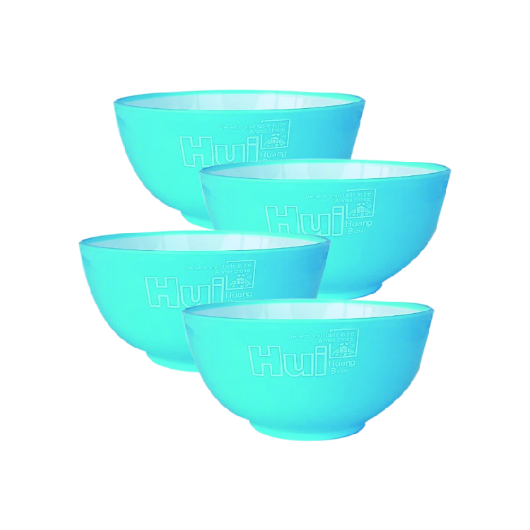 Set Of 4 Plastic Round Bowls 12CM Blue Color, P-18315-30B