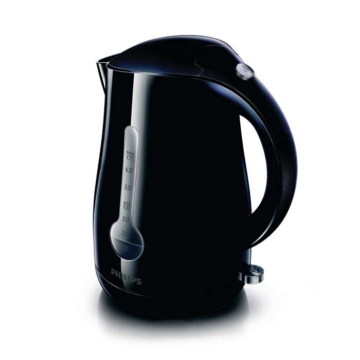 Philips Viva Collection Kettle 1.7 L 2400 W 1 Cup Indicator Silver Black Hinged Lid, HD4677/20