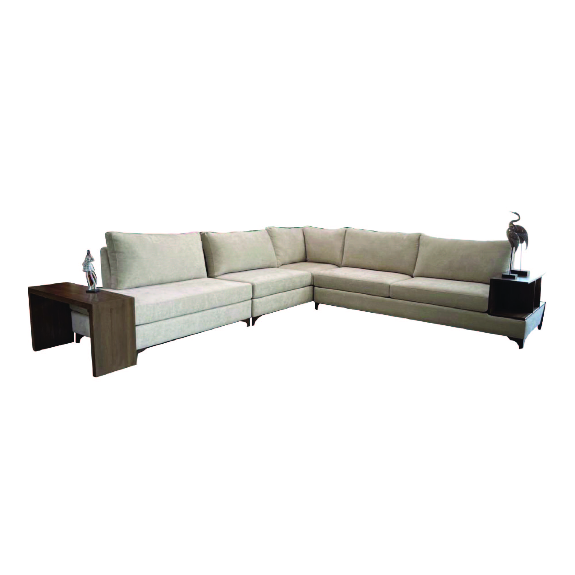 Mobili Casa, Modern Salon Set (Green Corner Shape +3 Cushions), MSAL