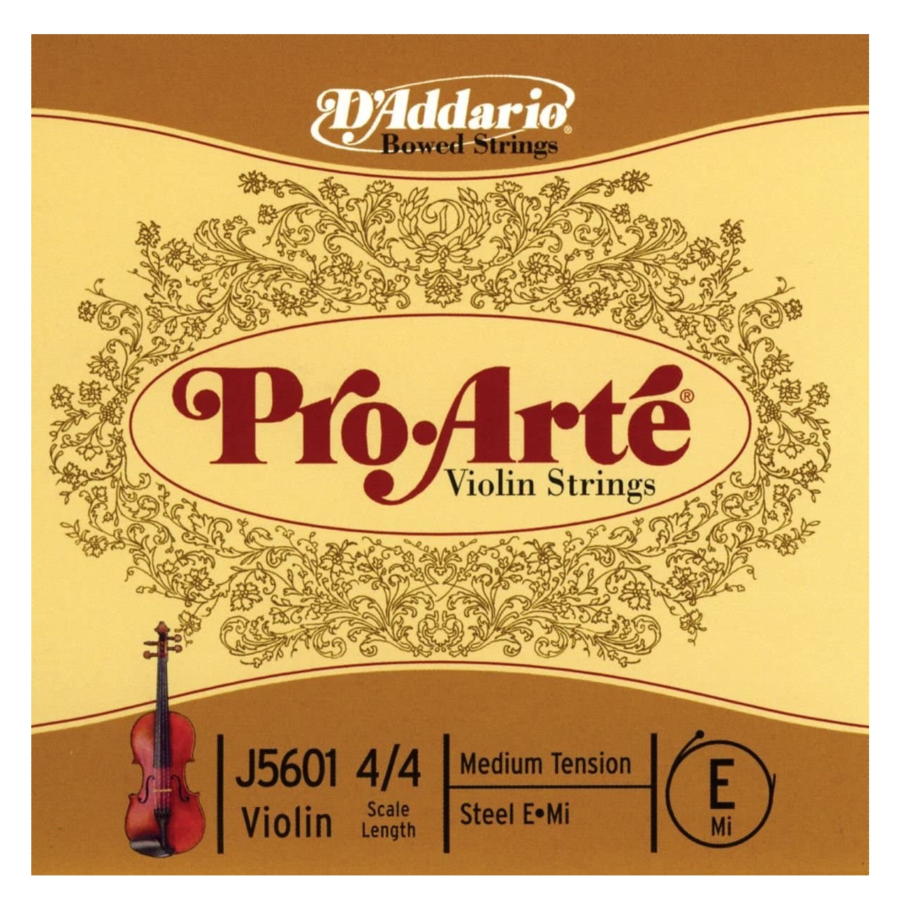 D'Addario J5601 4/4M Pro-Arte Nylon violin Strings, Medium, J56