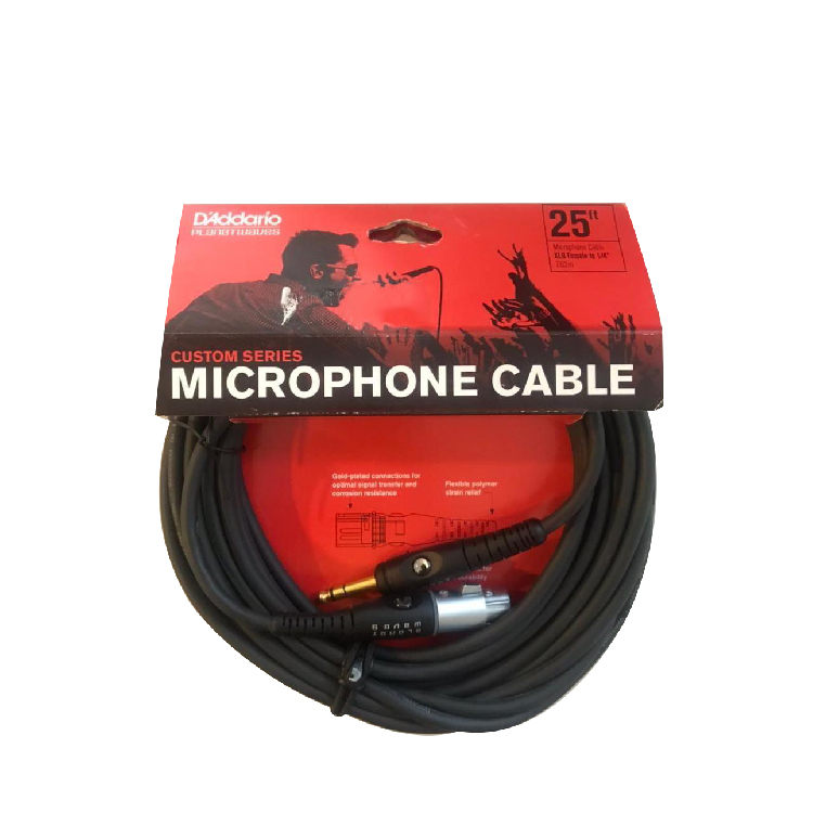 D'daddario Custom Series Microphone Cable 25 feet - XLR Female to 1/4'', DADPW-GM-25