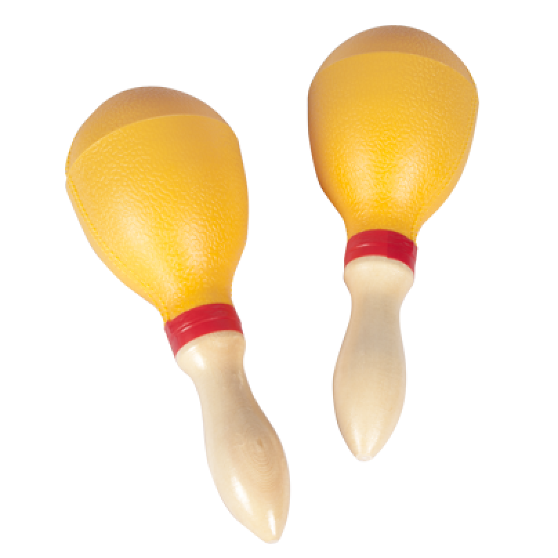 Tropicana Maracas, Wood Handle, Plastic in Yellow, ADK-SP-W01
