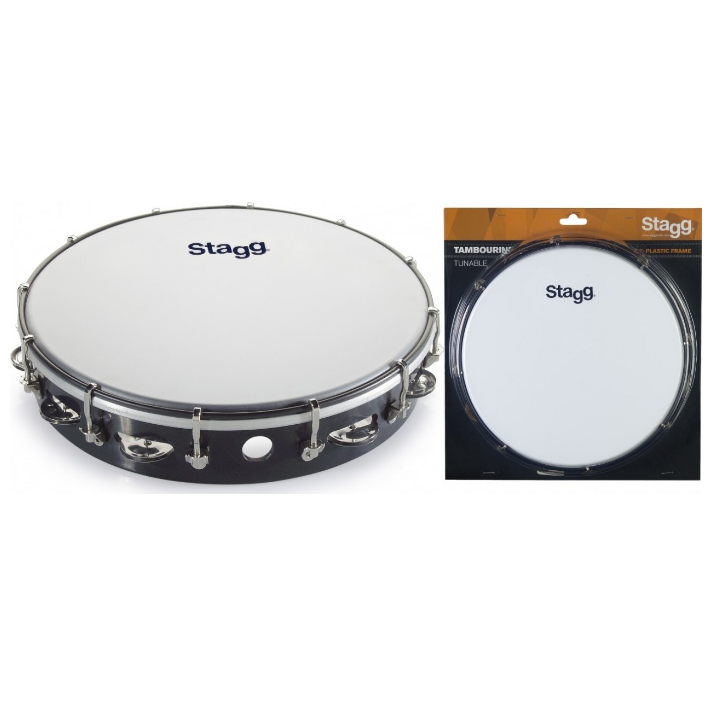 Stagg Tunable Tambourine 12 inch - Blak Plastic Frame, TAB-112P/BK