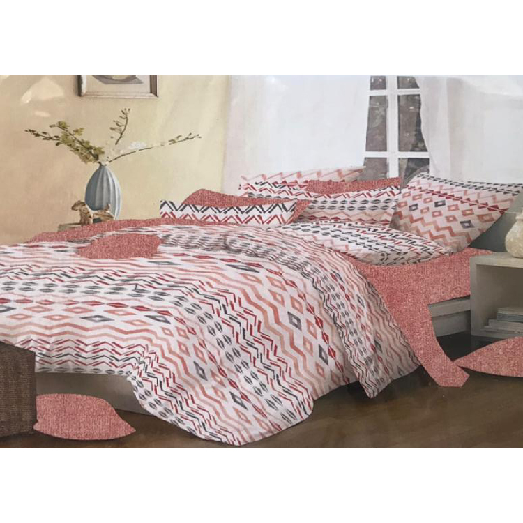 Coventry Fitted Sheet 4 Pcs Single | Pink/White/Grey, 0866PWG