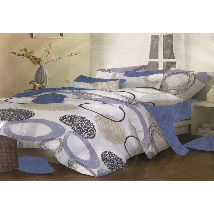 Coventry Fitted Sheet 4 Pcs Single | White/Blue/Purple, 0866WBP