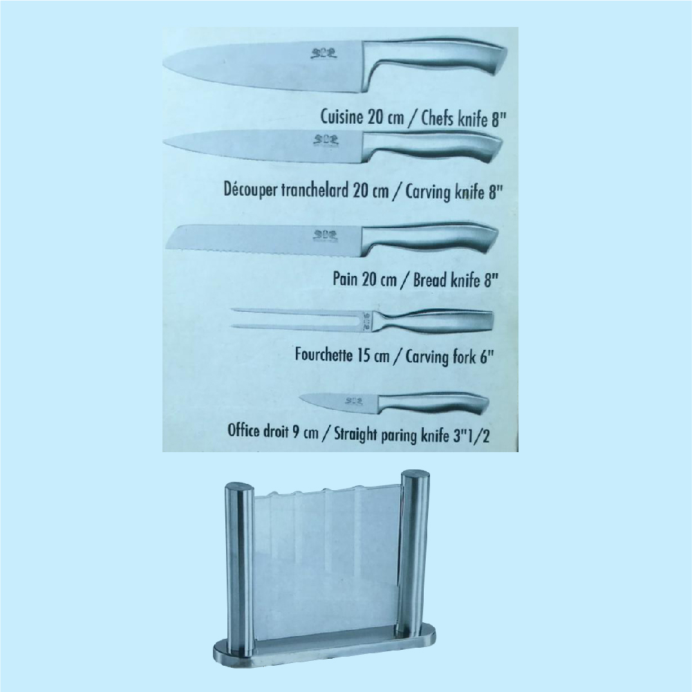 Lion Sabatier Stainless Steel Knife Set With Stand + Stainless Handle, LSB782780