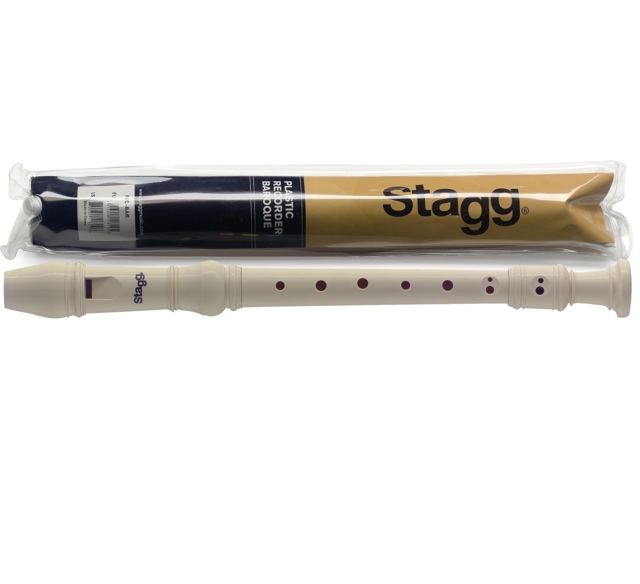Stagg Rec-Bar Recorder,Baroque Fgr,Plast+Bag, REC-BAR
