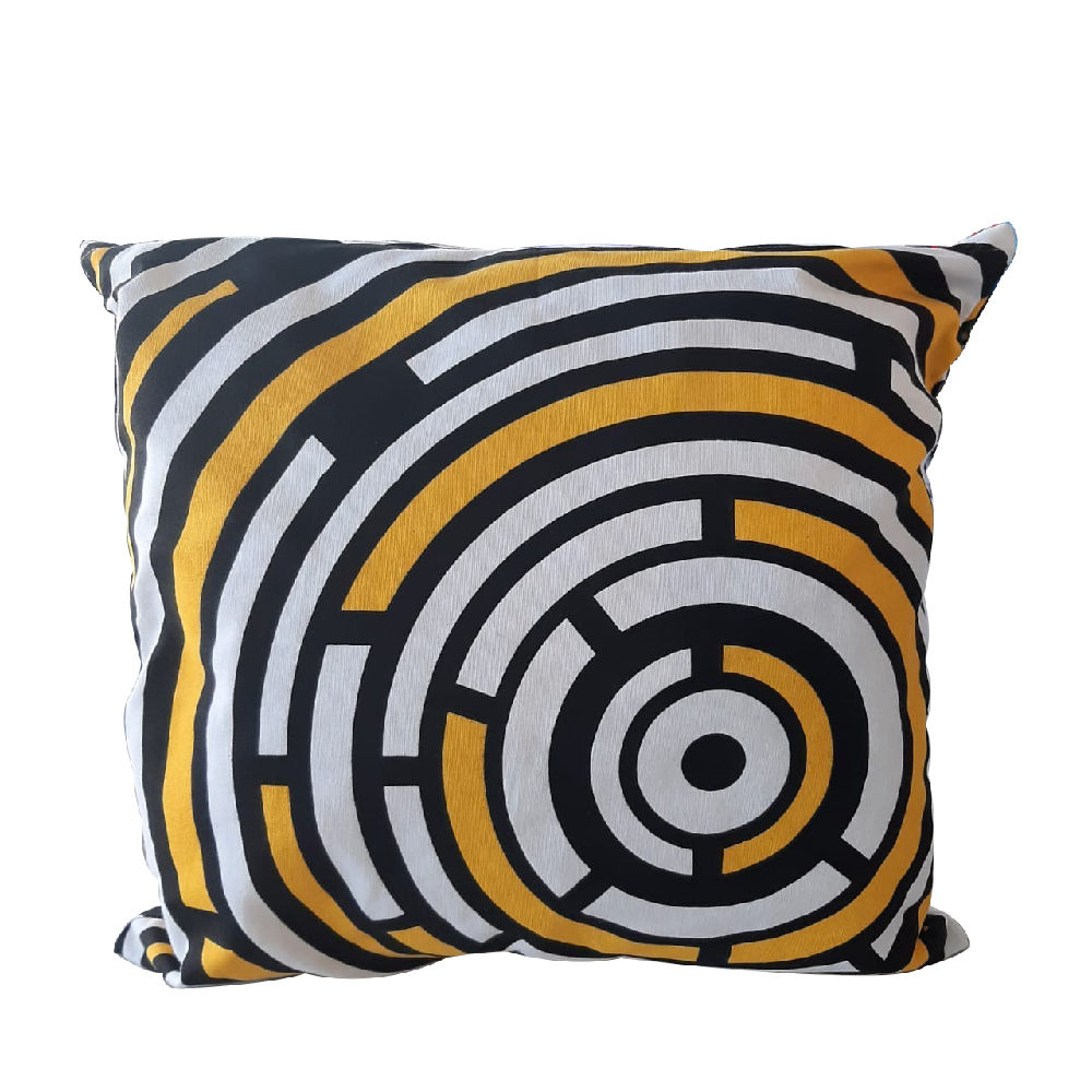 Zenith Home Linen Cushion  45X45 Cm, 5283000834454-Yellow-White-Black