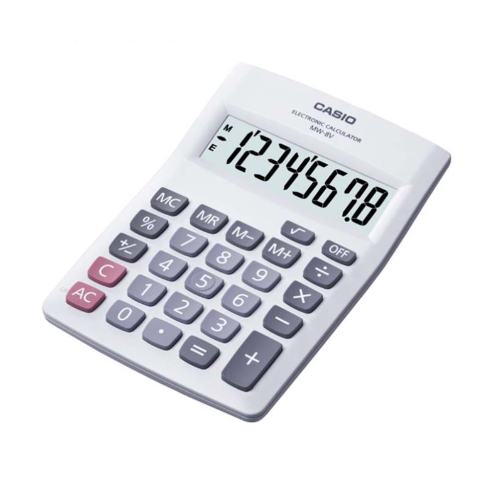 Casio Calculator Extra Large Display, 8 Digits, MW-8V