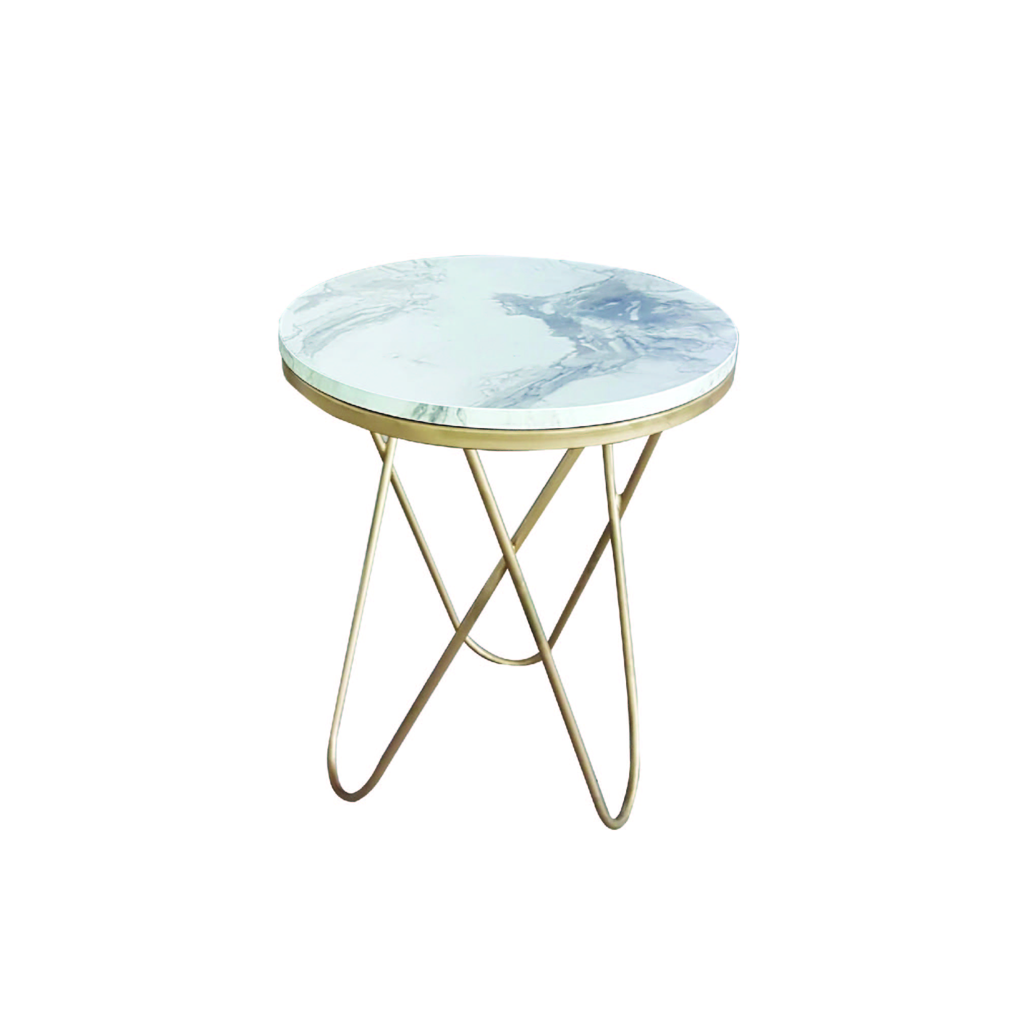Mobili Casa, Round Table With Round Bar Gold Base With Lamaica Top Wood 46cm, RD46WGG