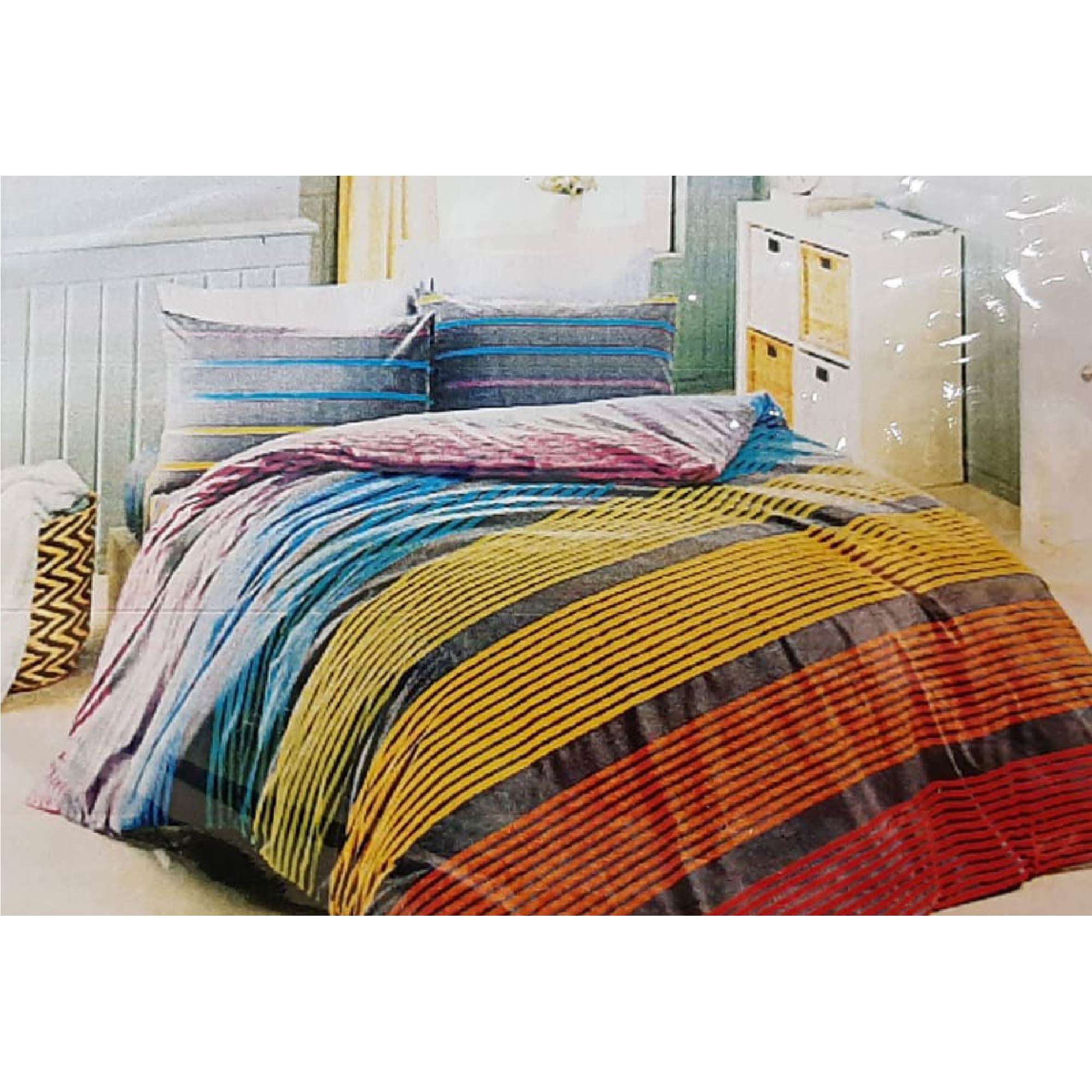 Windsor White/Blue/Yellow Luxury Bed Linen Collection Double, WIN-8407WBLY