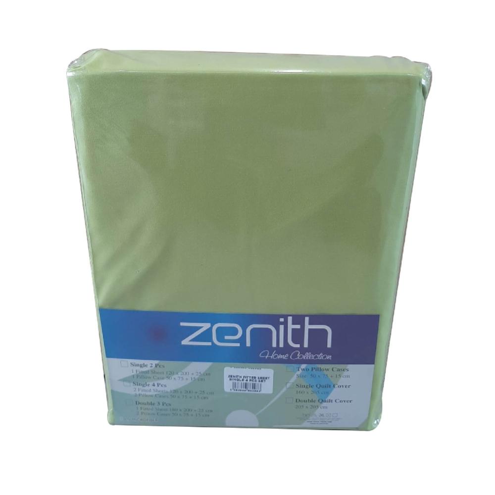 Zenith Light Green Fitted Sheet Single 4 Pcs, ZEN-2983LGR