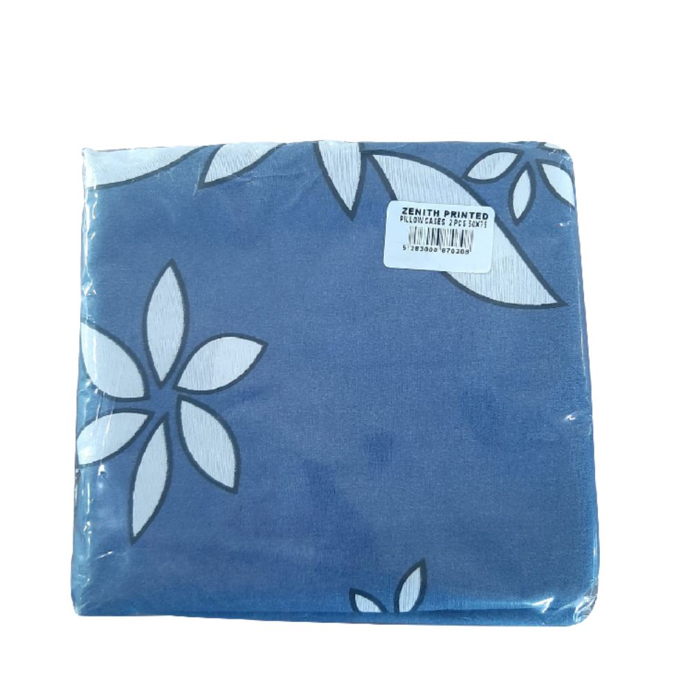 Zenith Dark Blue/White Pillow Case Printed 2 Pcs, ZEN-0308DBLW