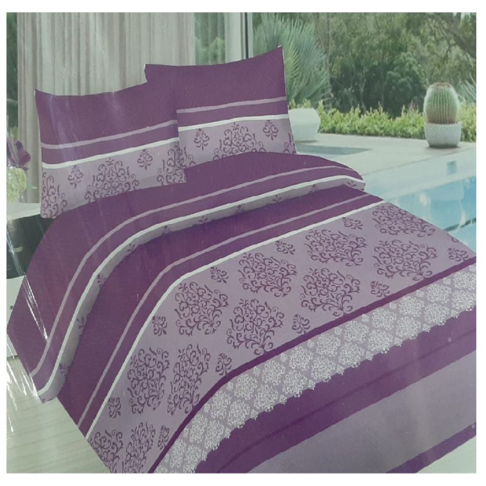 Zenith Purple/White Bedset Printed Single 6 Pcs, ZEN-2969PUW