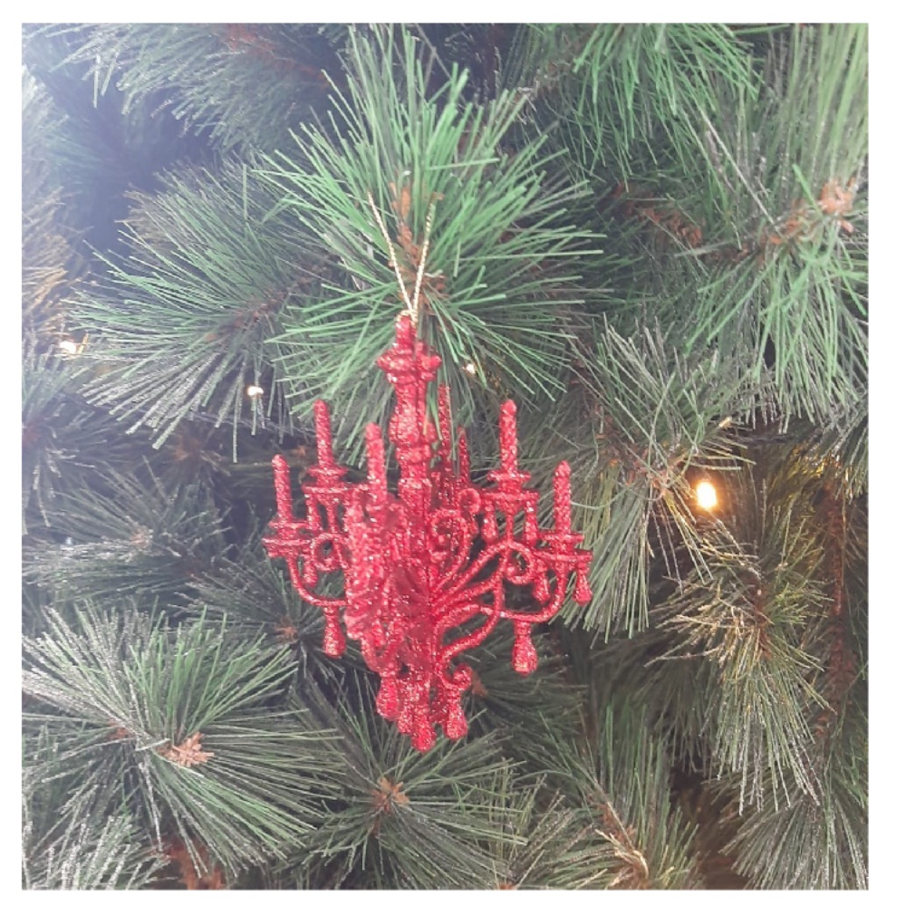 KC Glitter Candlier Ornament Red, 443-18180