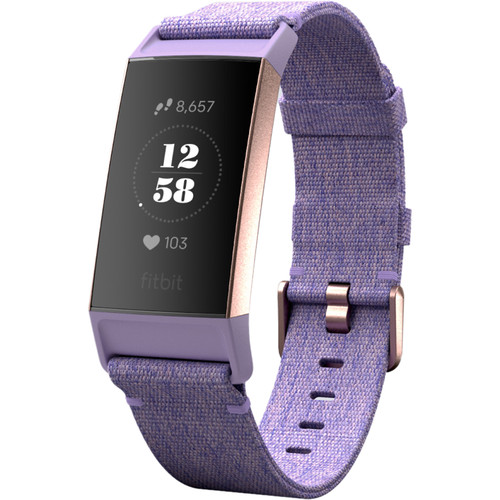 Fitbit Charge 3 Fitness Wristband (Special Edition, Lavender Woven/Rose Gold Aluminum)