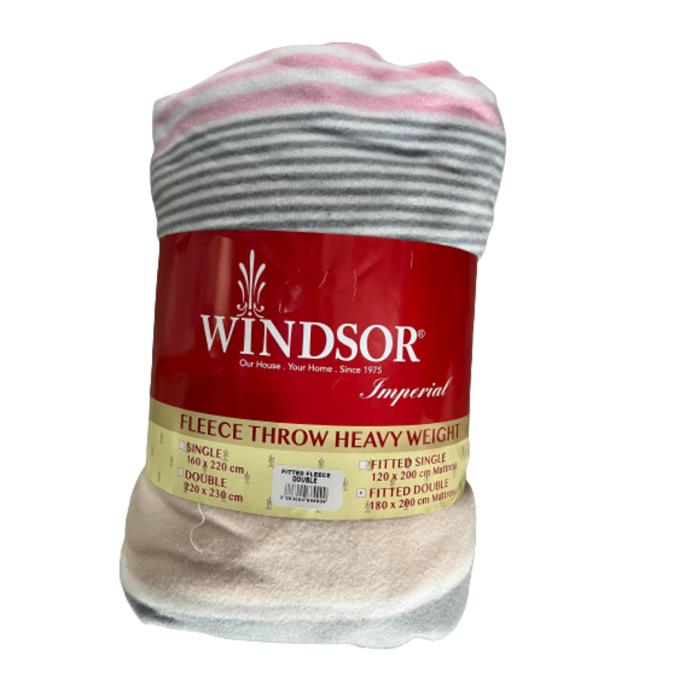 Windsor, Promo Polar Fleece Fitted Sheet Double (Grey & Pink), PRM-9999GPK