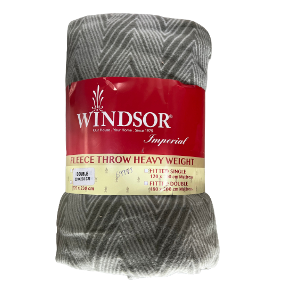 Windsor, Promo Polar Fleece Fitted Sheet Double (White Dark Grey), PRM-9999WDG