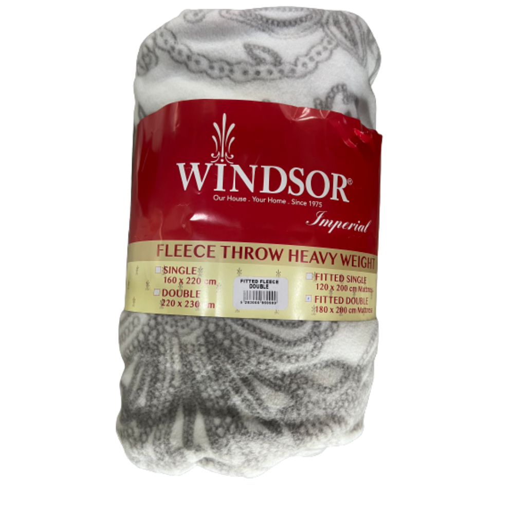 Windsor, Promo Polar Fleece Fitted Sheet Double (Grey & White), PRM-9999WG