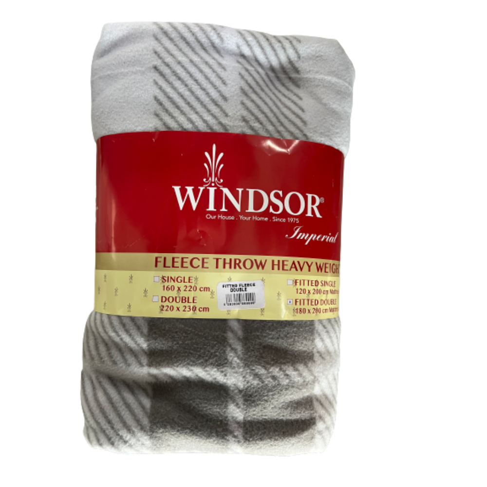 Windsor, Promo Polar Fleece Fitted Sheet Double (Light Grey & White), PRM-9999WLG