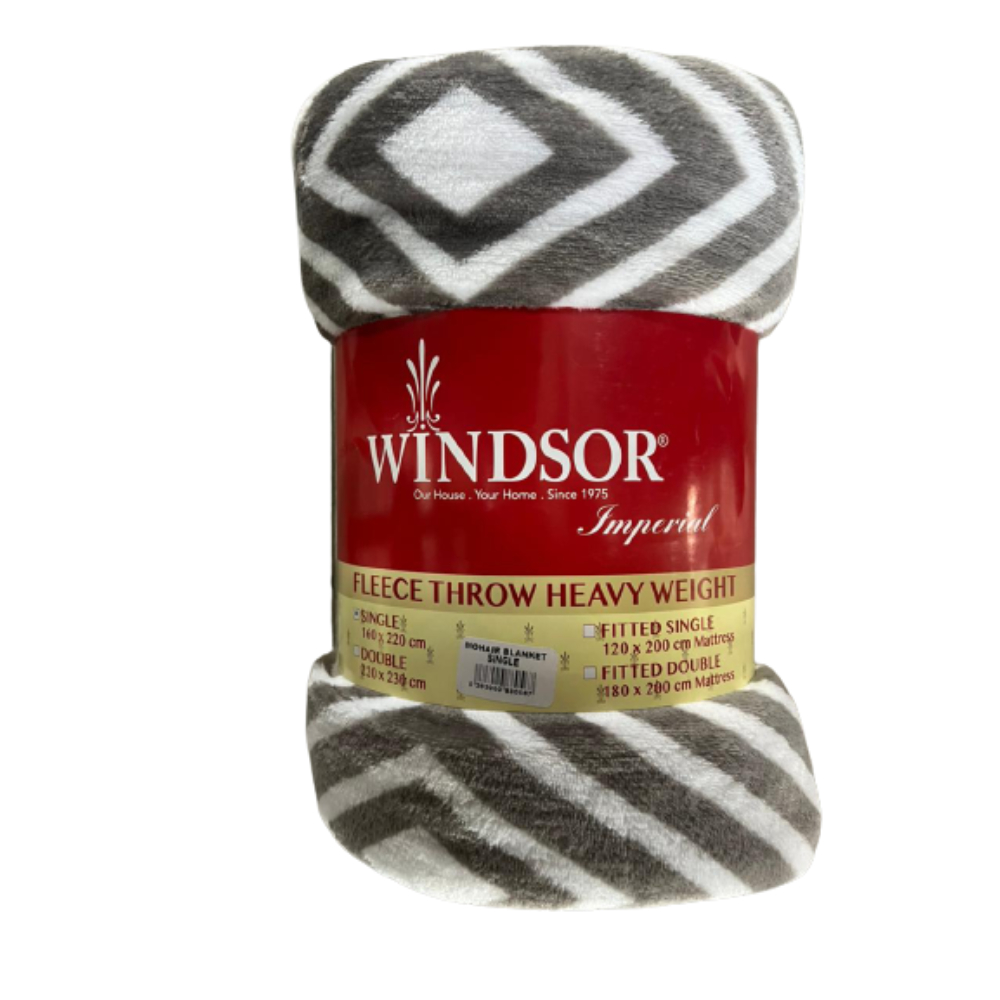 Windsor, Blanket Jacquard Single (White & Brown), WIN-0567WBR