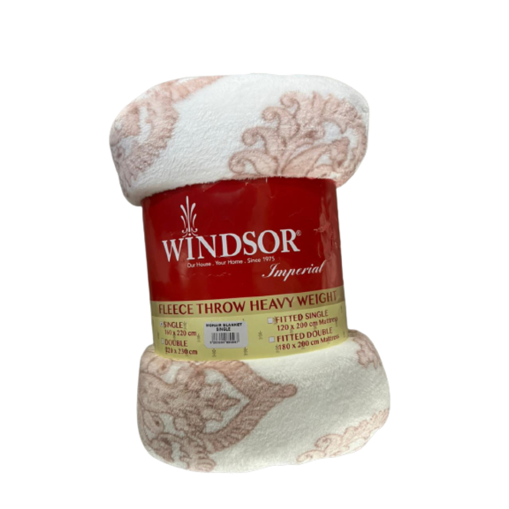 Windsor, Blanket Jacquard Single (Grey & Pink), WIN-0567WPK